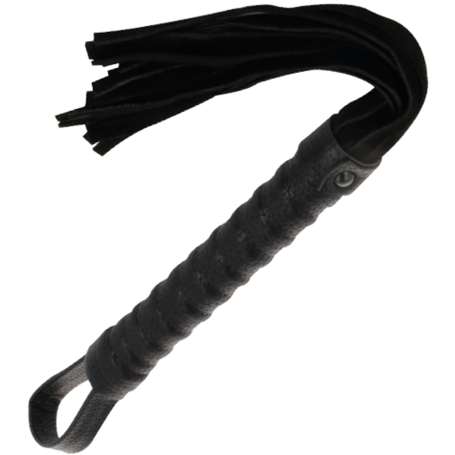 Látigo Bondage Negro Con Mango De Piel