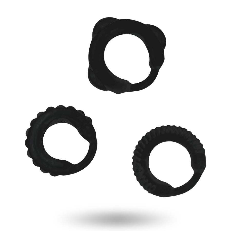 Set 3 Anillos Pene Negro