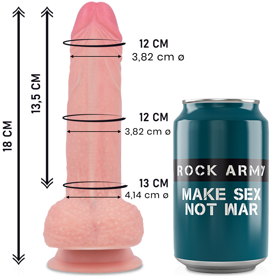 Rockarmy - Mustang Dildo Realístico Liquid Silicone 18 Cm -O- 4.14 Cm