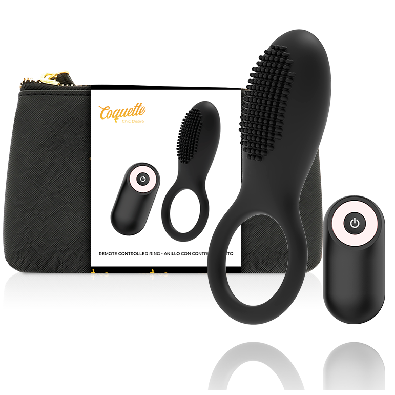 Anillo Vibrador Control Remoto Recargable Negro / Gold