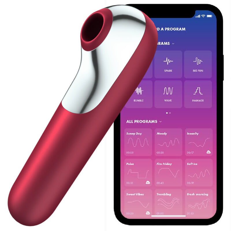 Dual Love Vibrador Y Succionador Con Aire Pulsado Rojo