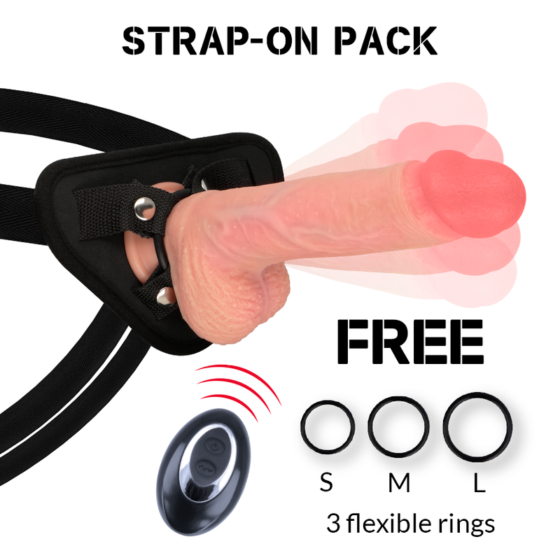 Rockarmy - Arnés + Liquid Silicone Vibrador Control Remoto Premium Apache 20.5 Cm -O- 4.62 Cm